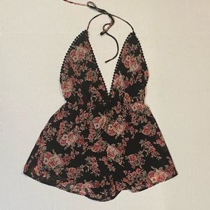 Black Floral Romper